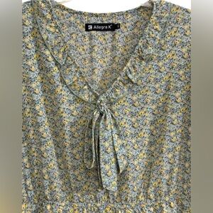 Allegra K Women's Floral Ruffle Trim Doll Collar Dress XL